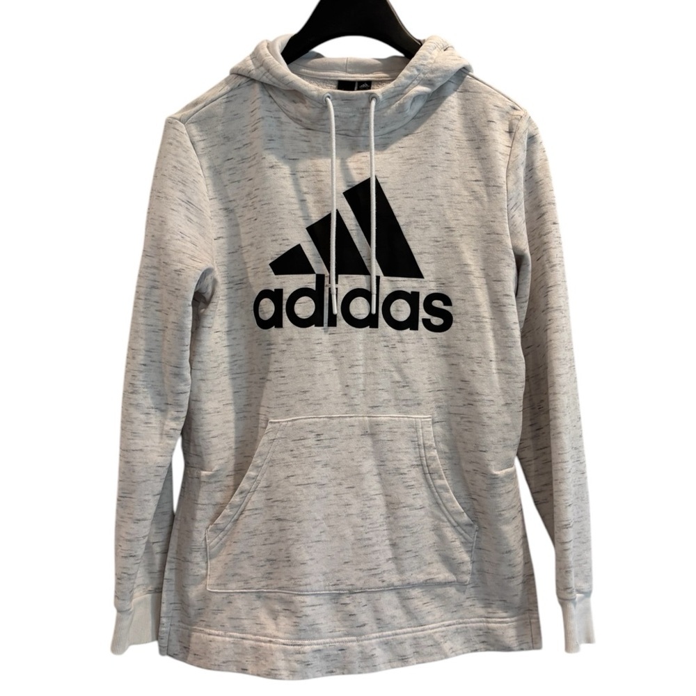 Adidas Women’s Hoodie Small‎ Gray Pullover Black Logo 3 Stripe
